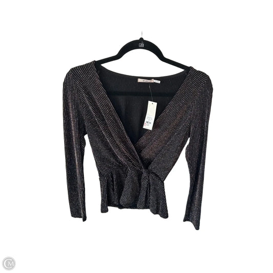 Top Long Sleeve By Miami In Black & Gold, Size: S