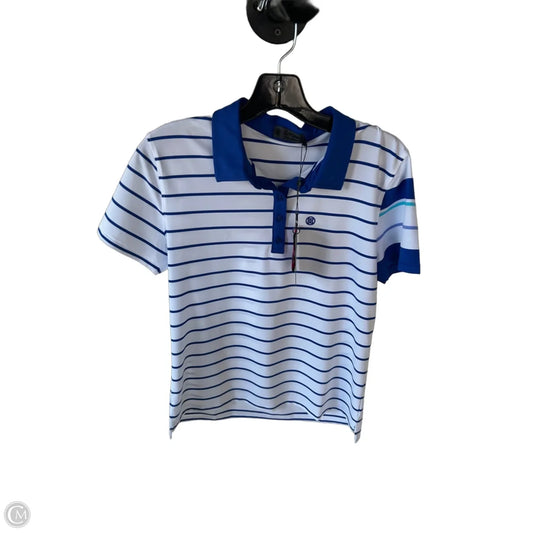 Athletic Top Short Sleeve By Cmc In Blue & White, Size: M