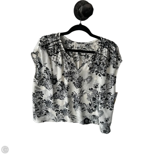 Top Short Sleeve Designer By Johnny Was In Black & White, Size: L