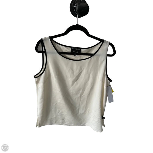 Top Sleeveless Designer By St. John In Black & Cream, Size: L