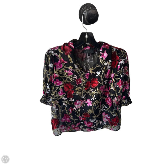 Top Short Sleeve By Ted Baker In Black & Red, Size: S