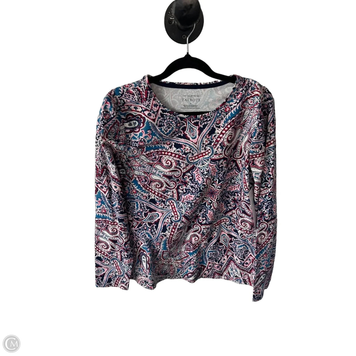Top Long Sleeve Basic By Talbots In Blue & Pink, Size: M