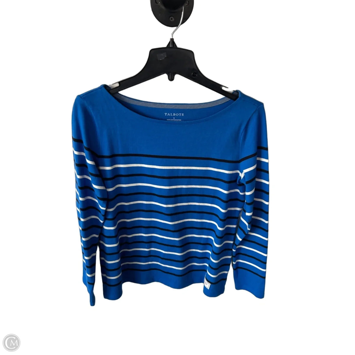 Top Long Sleeve By Talbots In Blue & White, Size: S