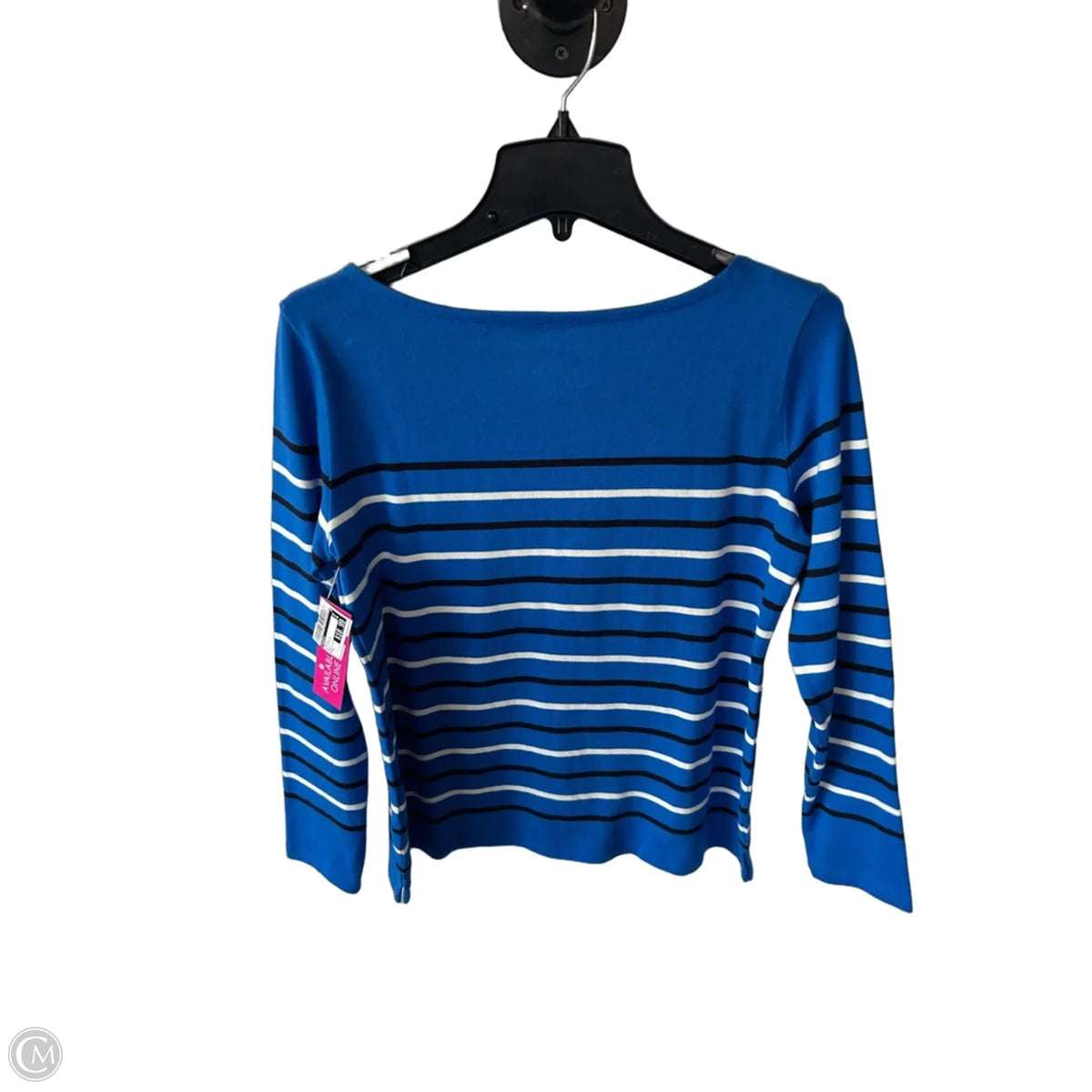 Top Long Sleeve By Talbots In Blue & White, Size: S