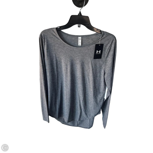 Athletic Top Long Sleeve Crewneck By Under Armour In Grey, Size: L