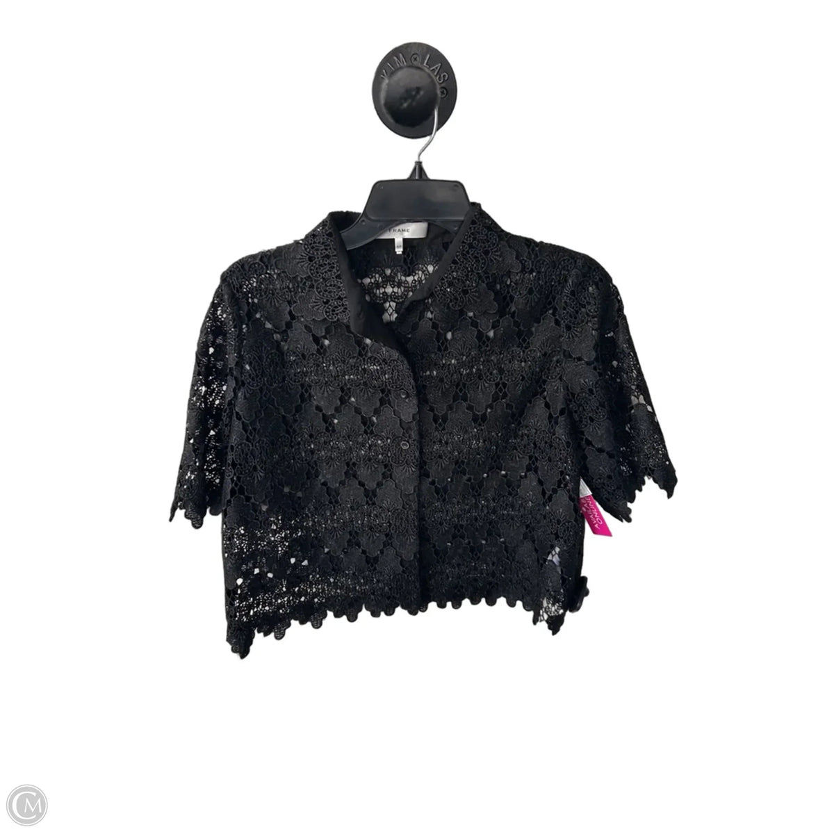Top Short Sleeve By Frame In Black, Size: S