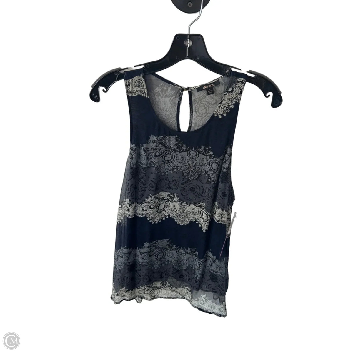 Top Sleeveless By Ella Moss In Blue & Grey, Size: L