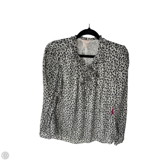 Top Long Sleeve By Rebecca Taylor In Black & Cream, Size: M