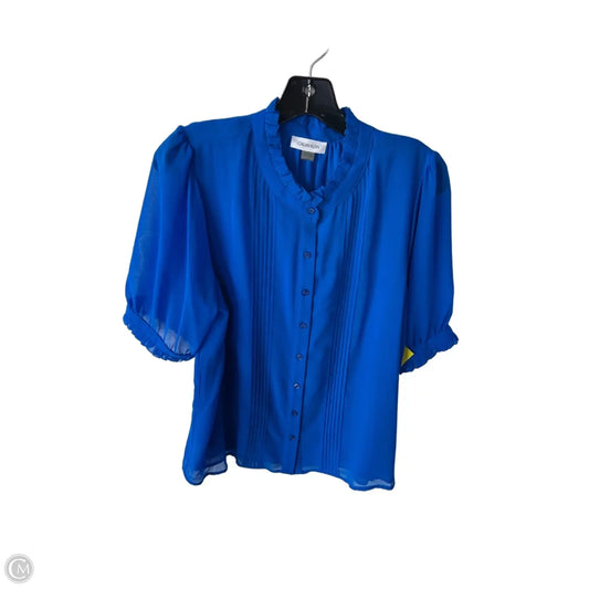 Top Short Sleeve By Calvin Klein In Blue, Size: L