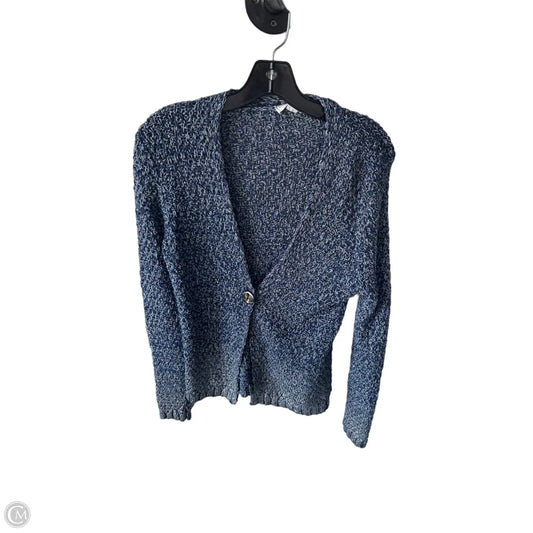 Sweater Cardigan By Coldwater Creek In Blue & Silver, Size: S