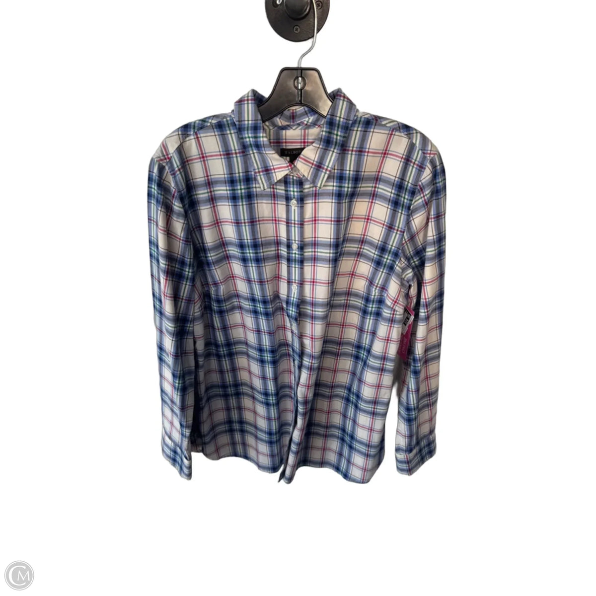Top Long Sleeve By Talbots In Blue & Cream, Size: L