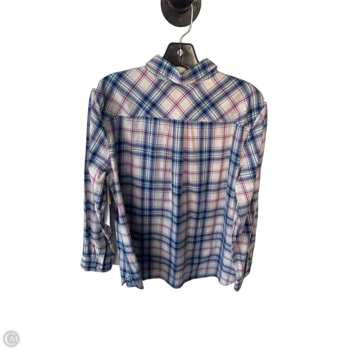 Top Long Sleeve By Talbots In Blue & Cream, Size: L