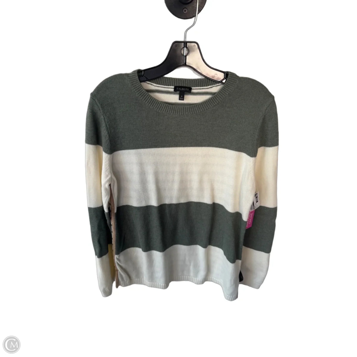 Sweater By Talbots In Cream & Green, Size: M