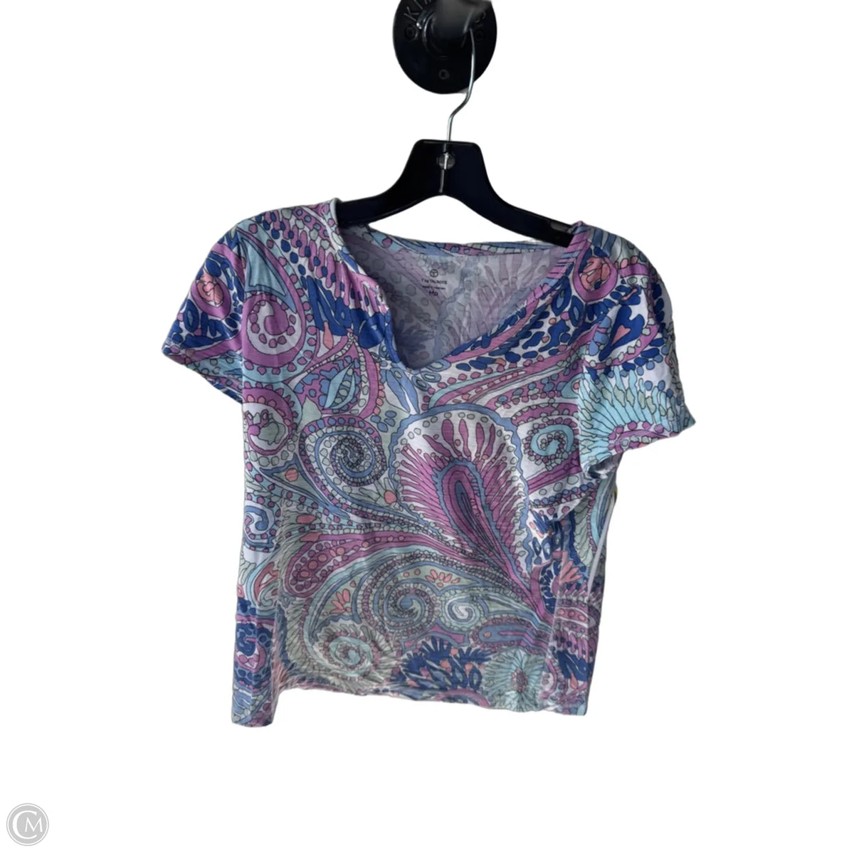 Top Short Sleeve Basic By Talbots In Blue & Pink, Size: Mp