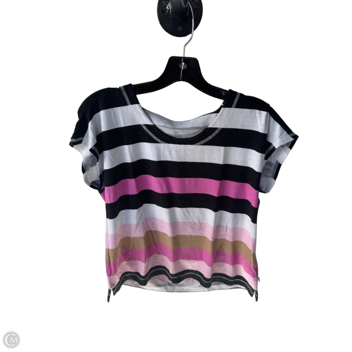 Top Short Sleeve Basic By Talbots In Black & Pink, Size: Mp