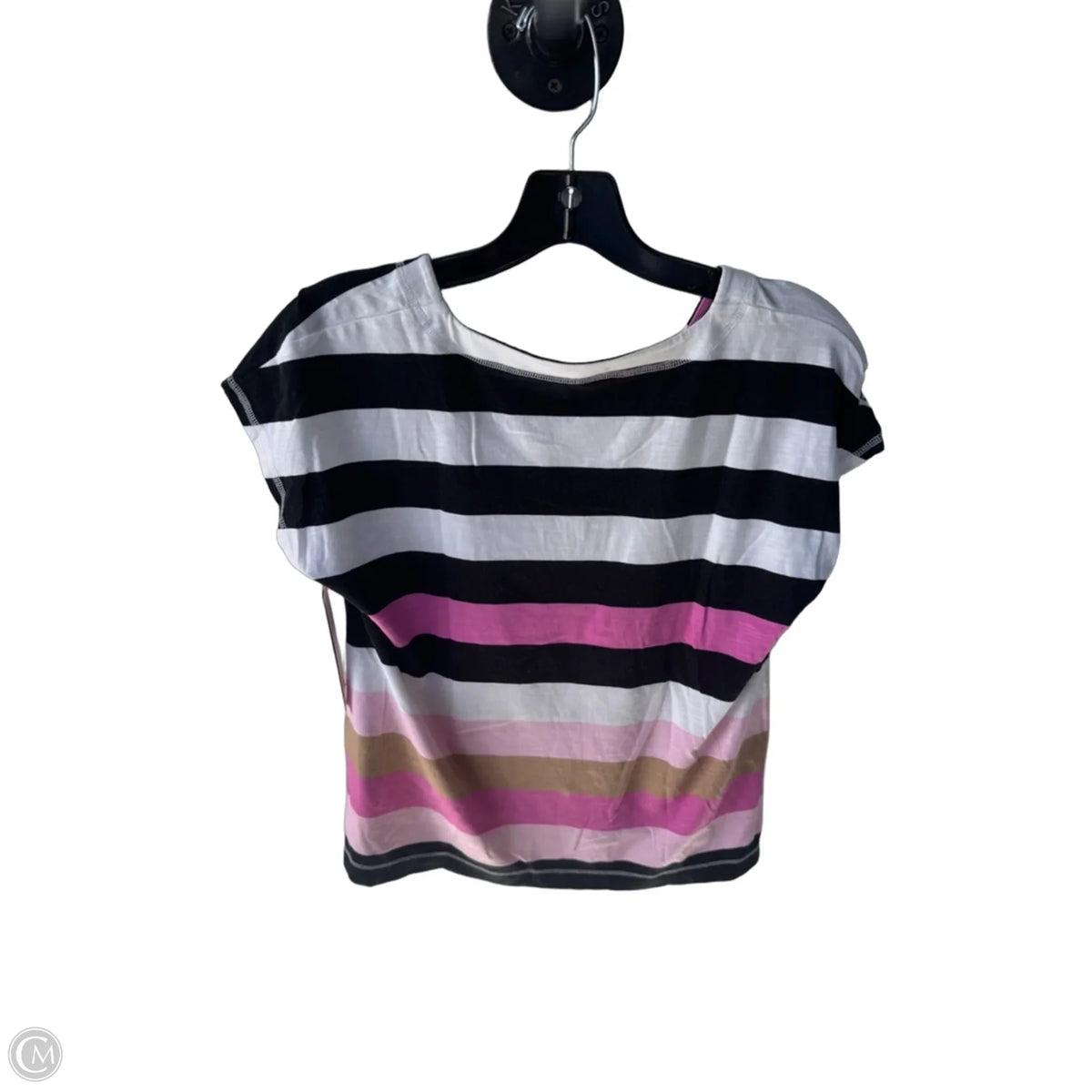 Top Short Sleeve Basic By Talbots In Black & Pink, Size: Mp