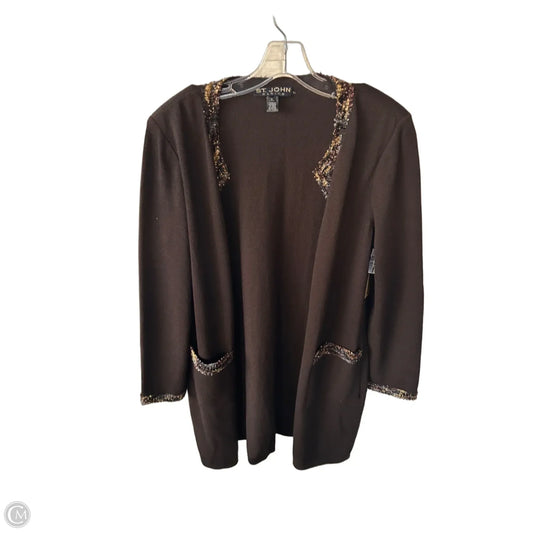 Sweater Cardigan Designer By St. John In Brown, Size: M