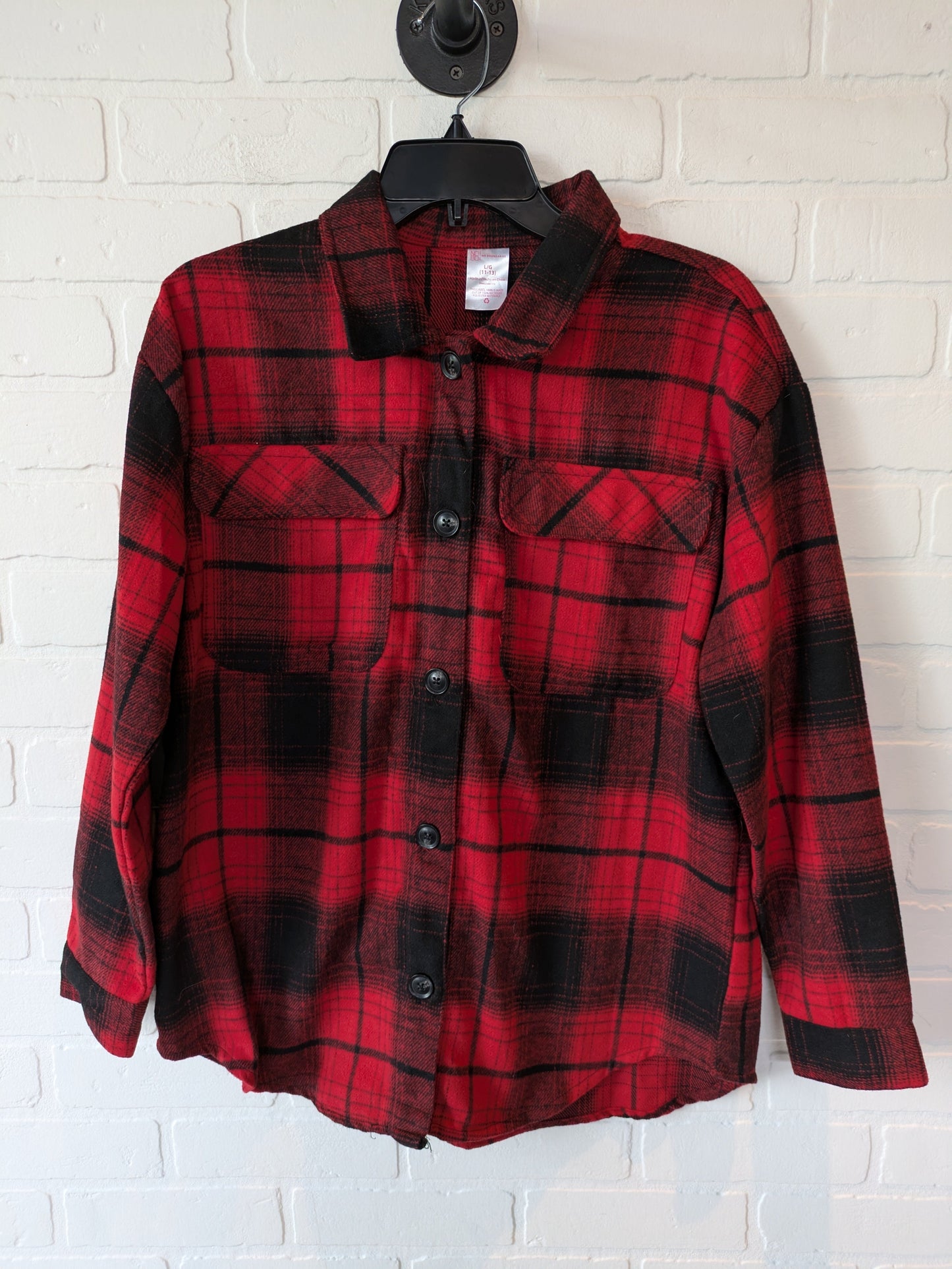 Top Long Sleeve By No Boundaries In Red Black, Size: L