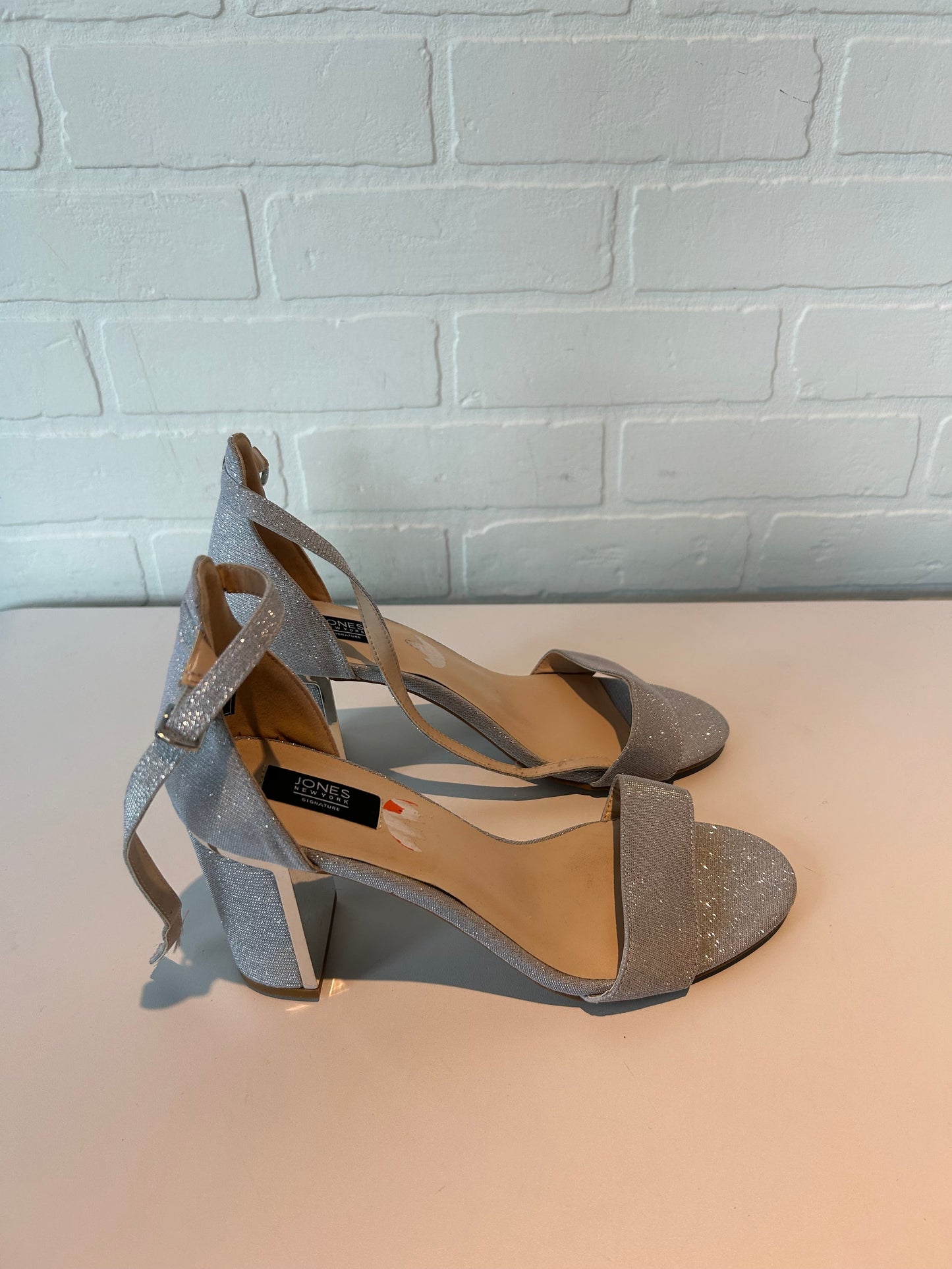 Sandals Heels Block By Jones New York In Silver, Size: 9.5