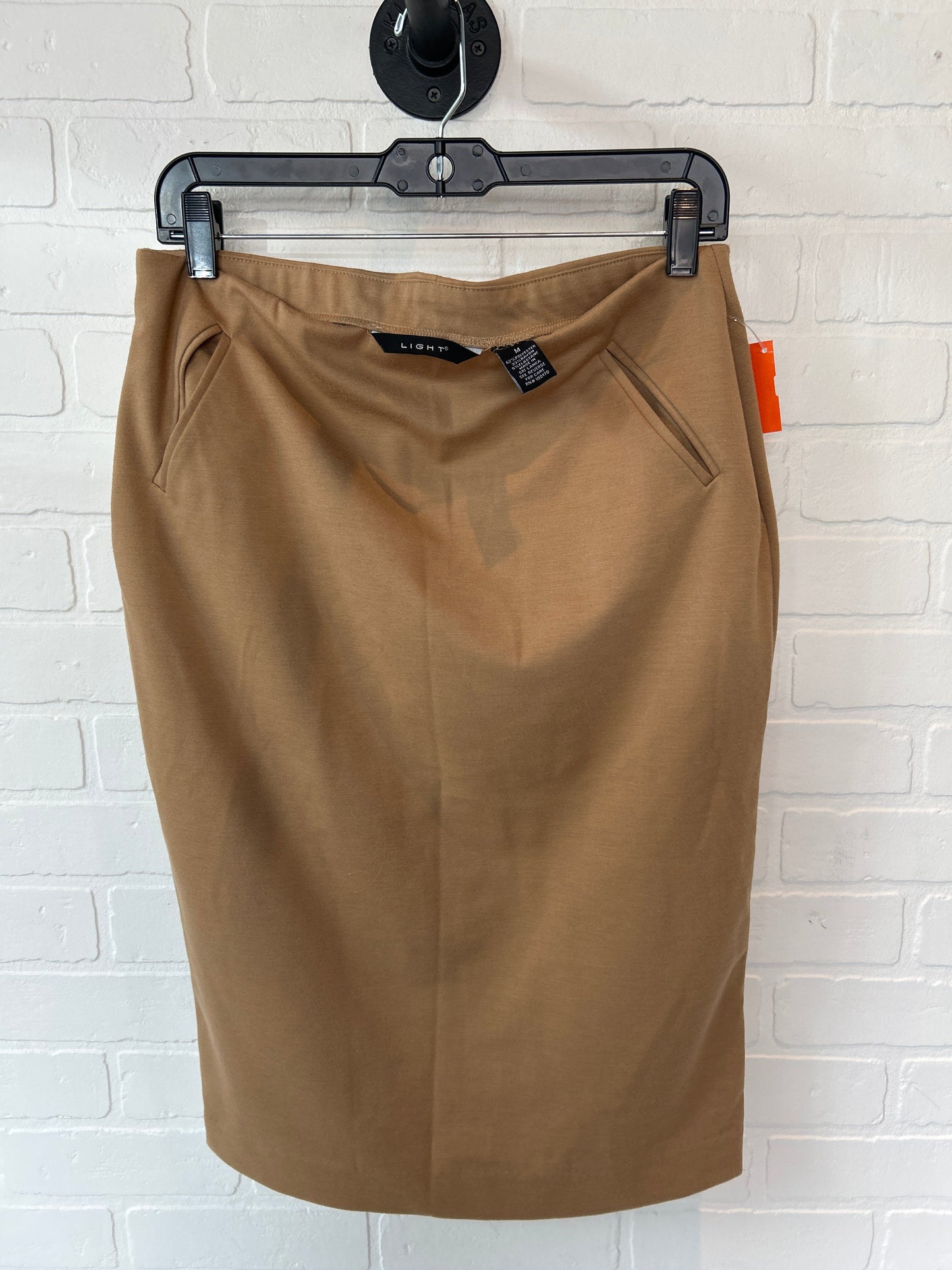 Tan Skirt Midi Light, Size 8