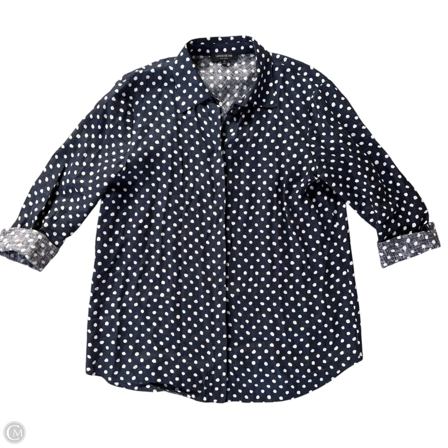 Top Long Sleeve Designer By Lafayette 148 In Polkadot Pattern, Size: M