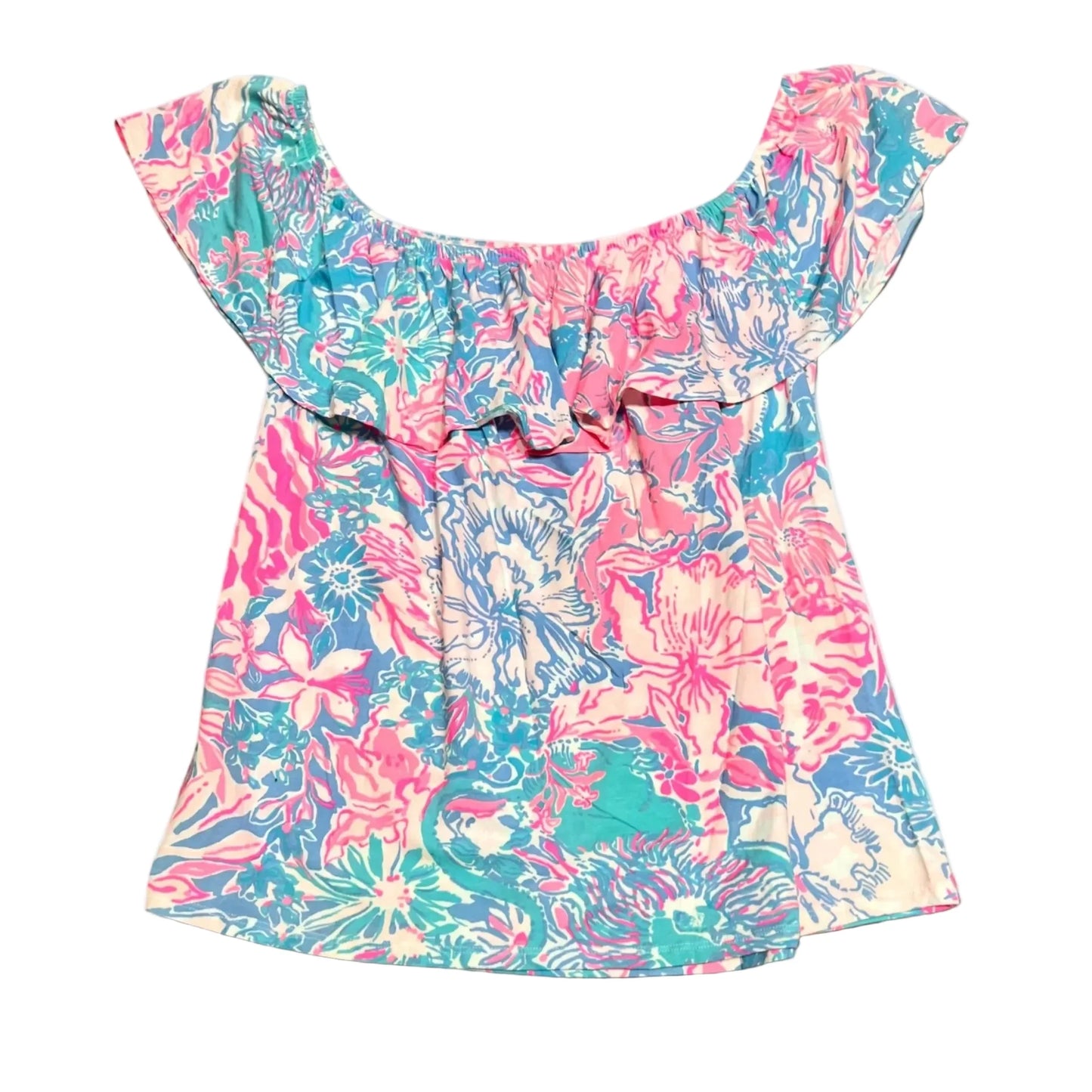 Top Sleeveless Designer By Lilly Pulitzer In Blue & Pink, Size: Xl