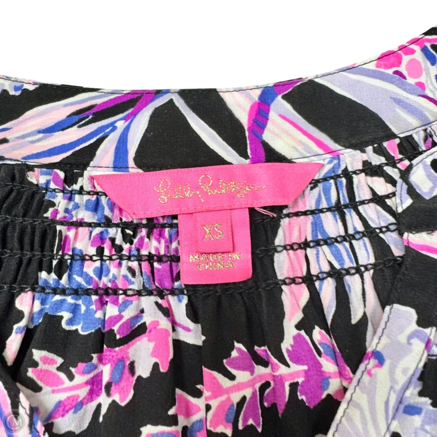 Blouse Designer By Lilly Pulitzer In Black & Purple, Size: Xs