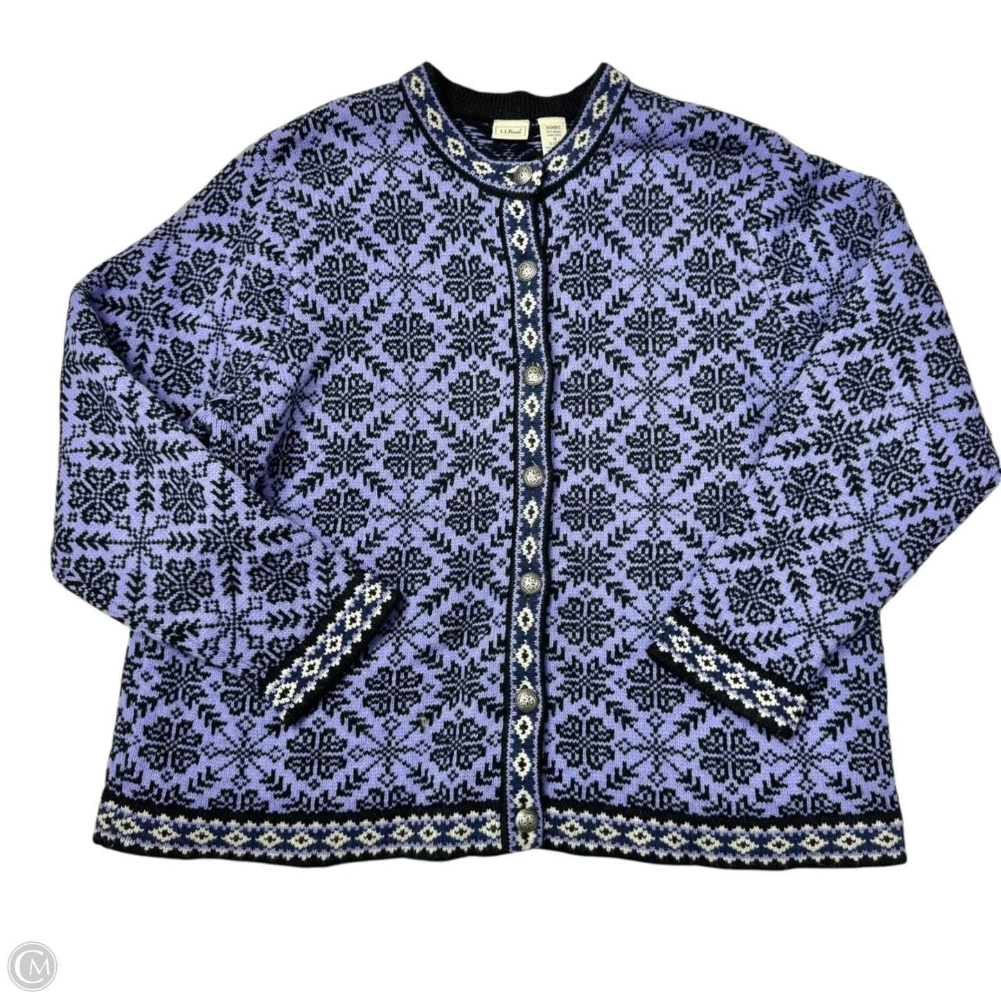 Sweater Cardigan By L.l. Bean In Blue, Size: 1x