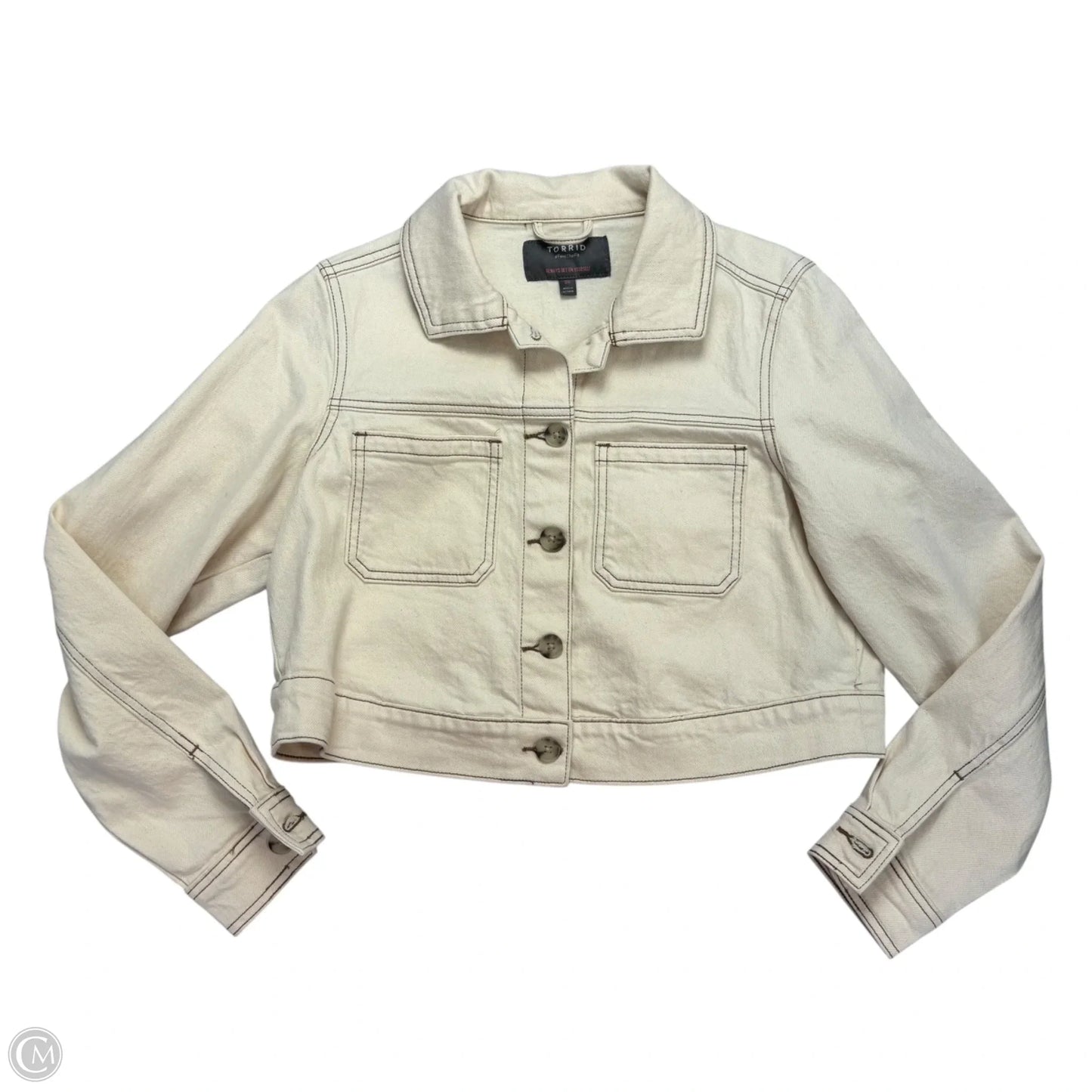 Jacket Denim By Torrid In Cream Denim, Size: M