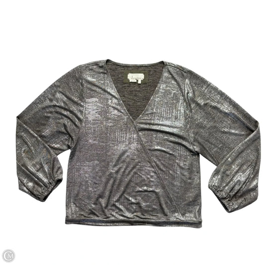 Top Long Sleeve By Anthropologie In Silver, Size: L