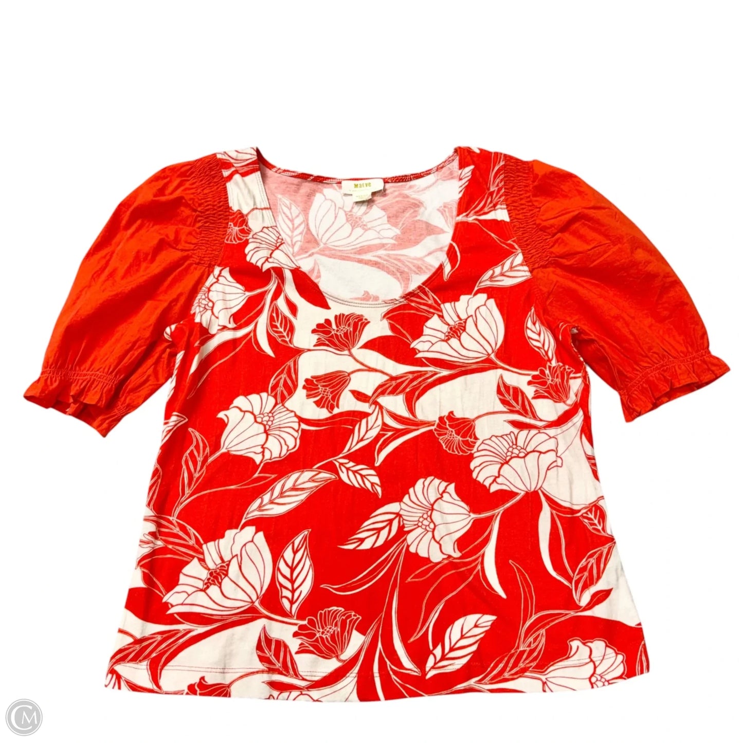 Top Short Sleeve By Maeve In Orange & White, Size: M