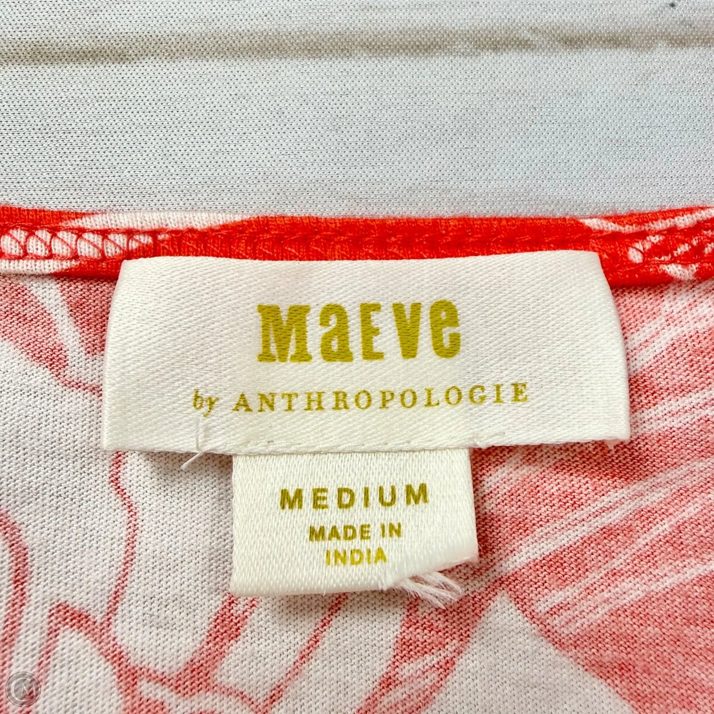 Top Short Sleeve By Maeve In Orange & White, Size: M