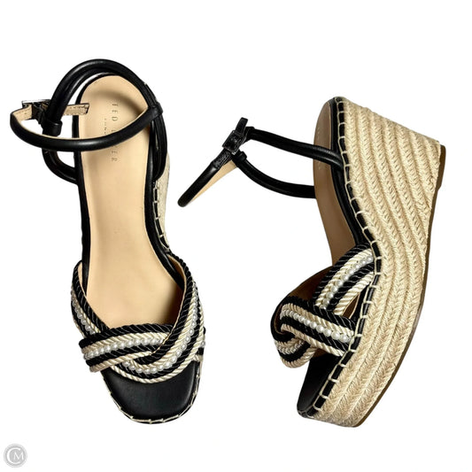 Sandals Heels Wedge By Ted Baker In Black & Cream, Size: 8.5