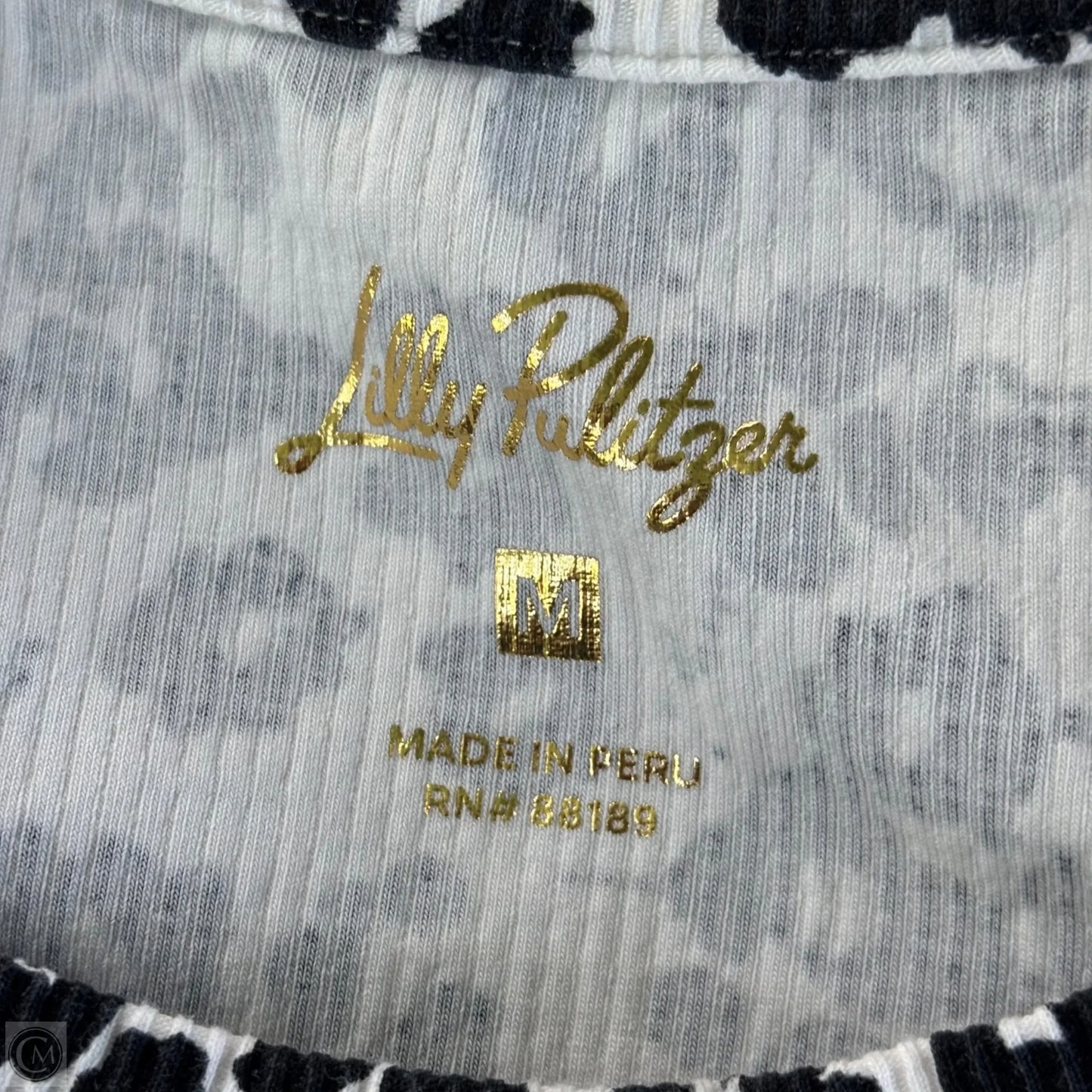 Top Long Sleeve Designer By Lilly Pulitzer In Black & White, Size: M