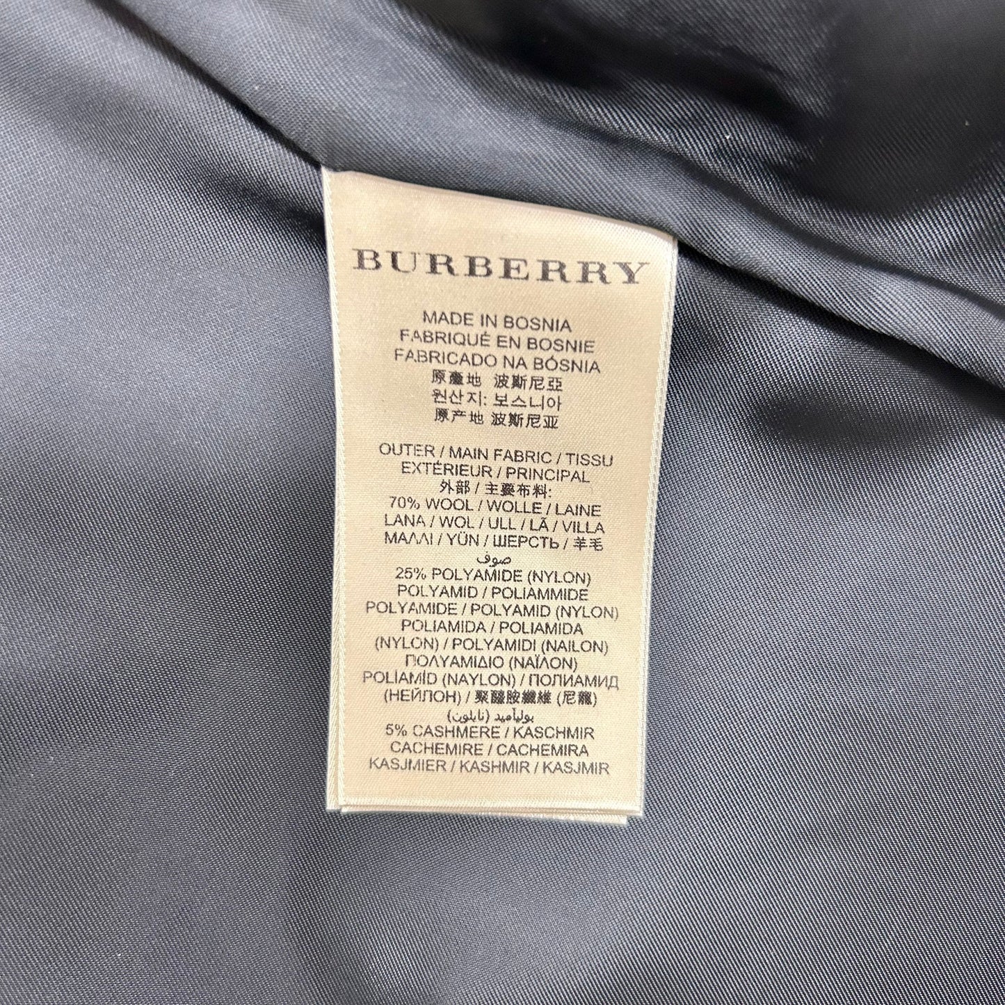 Coat Luxury Designer By Burberry In Black, Size: S