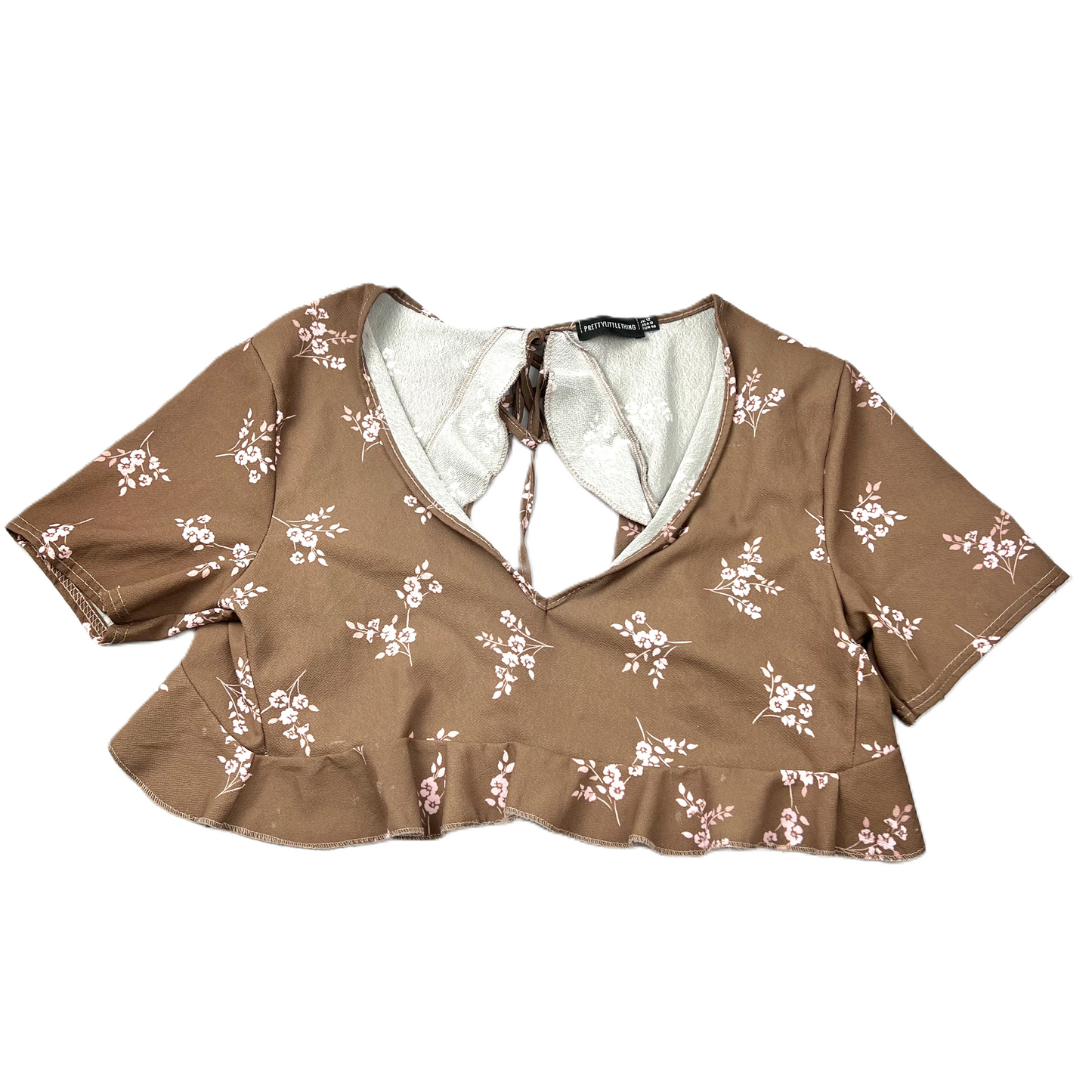 Pinkbrown Top Short Sleeve By Pretty Little Thing, Size: M