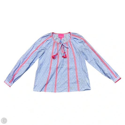 Top Long Sleeve Designer By Lilly Pulitzer In Blue & Red & White, Size: S