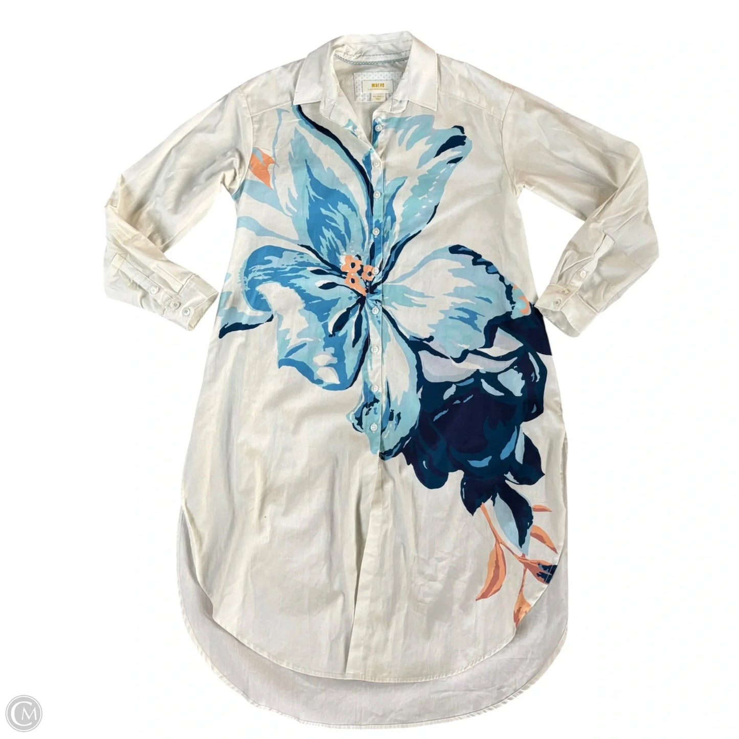 Dress Casual Midi By Maeve In Blue & Cream, Size: Xxs