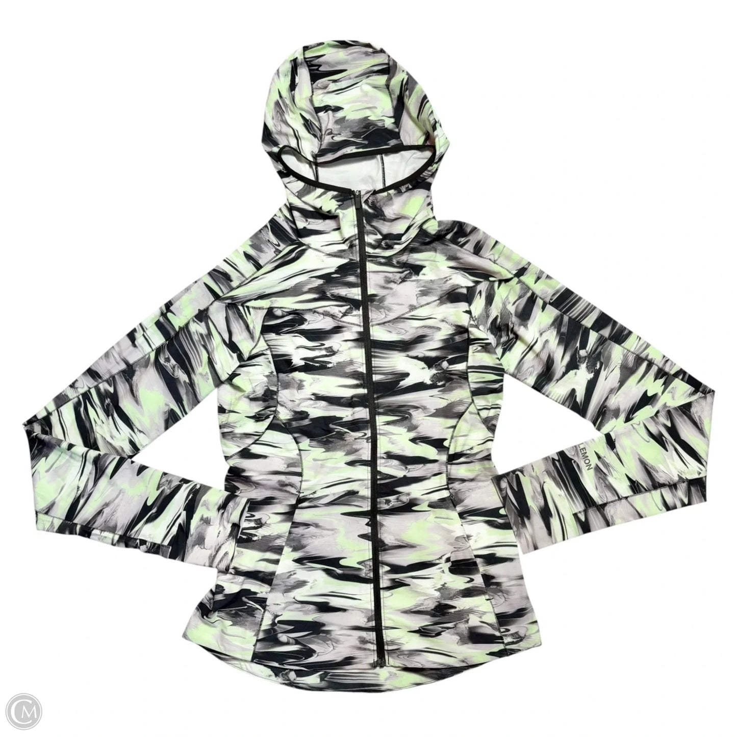Athletic Jacket By Lululemon In Black & Green, Size: S