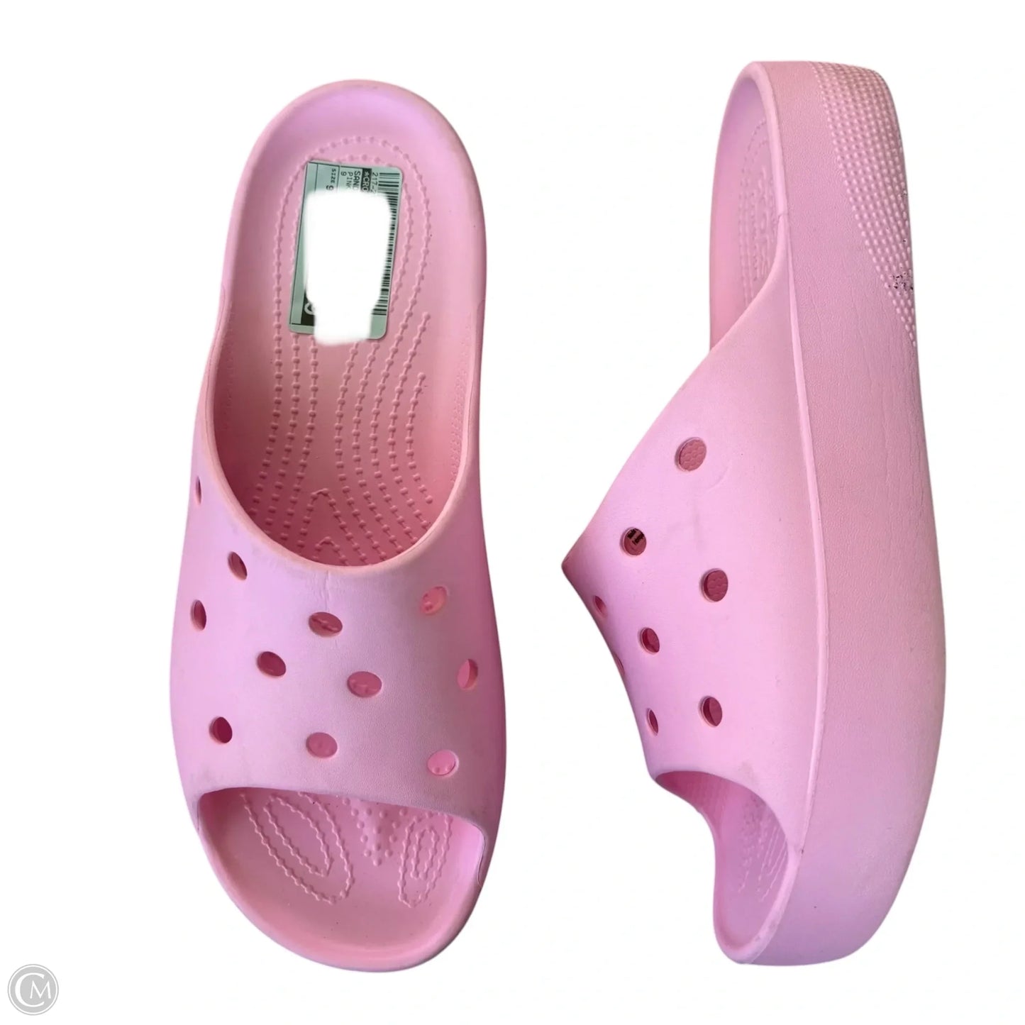 Sandals Flats By Crocs In Pink, Size: 9