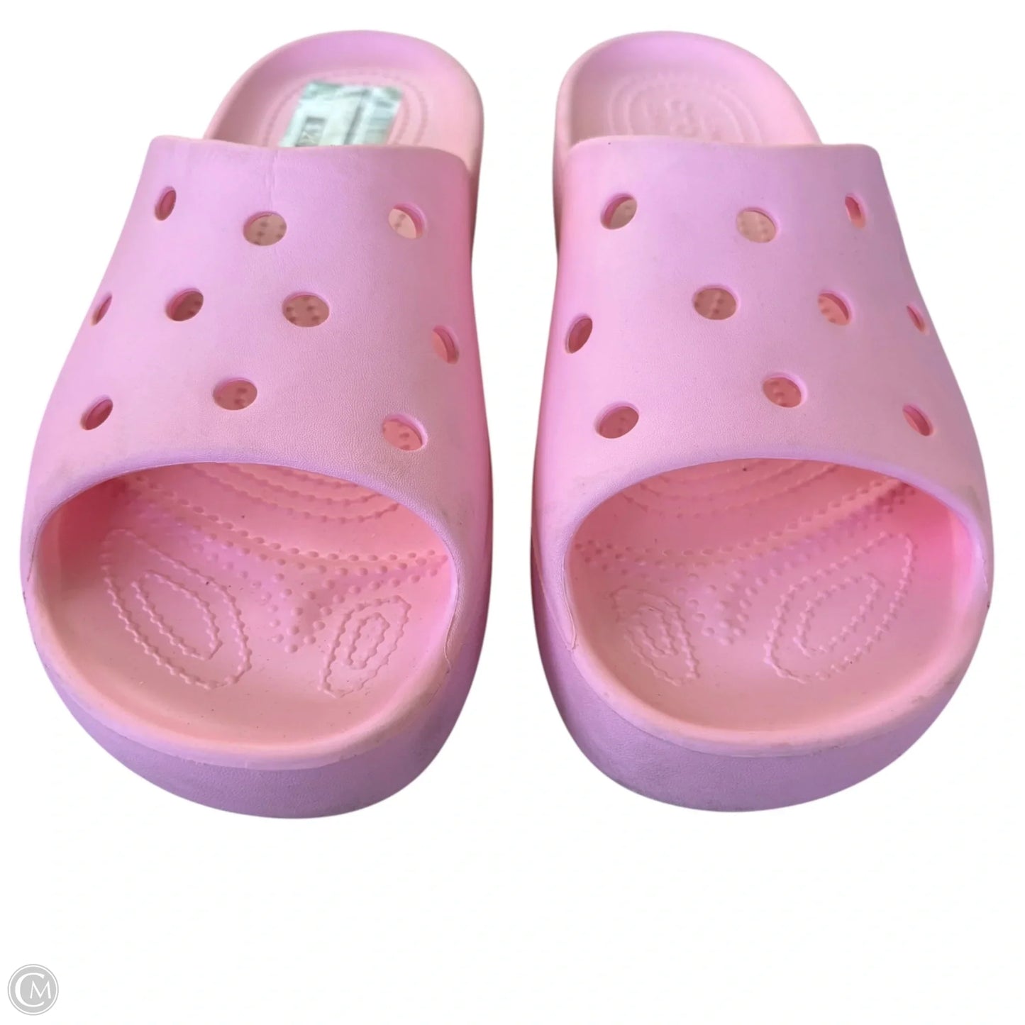 Sandals Flats By Crocs In Pink, Size: 9