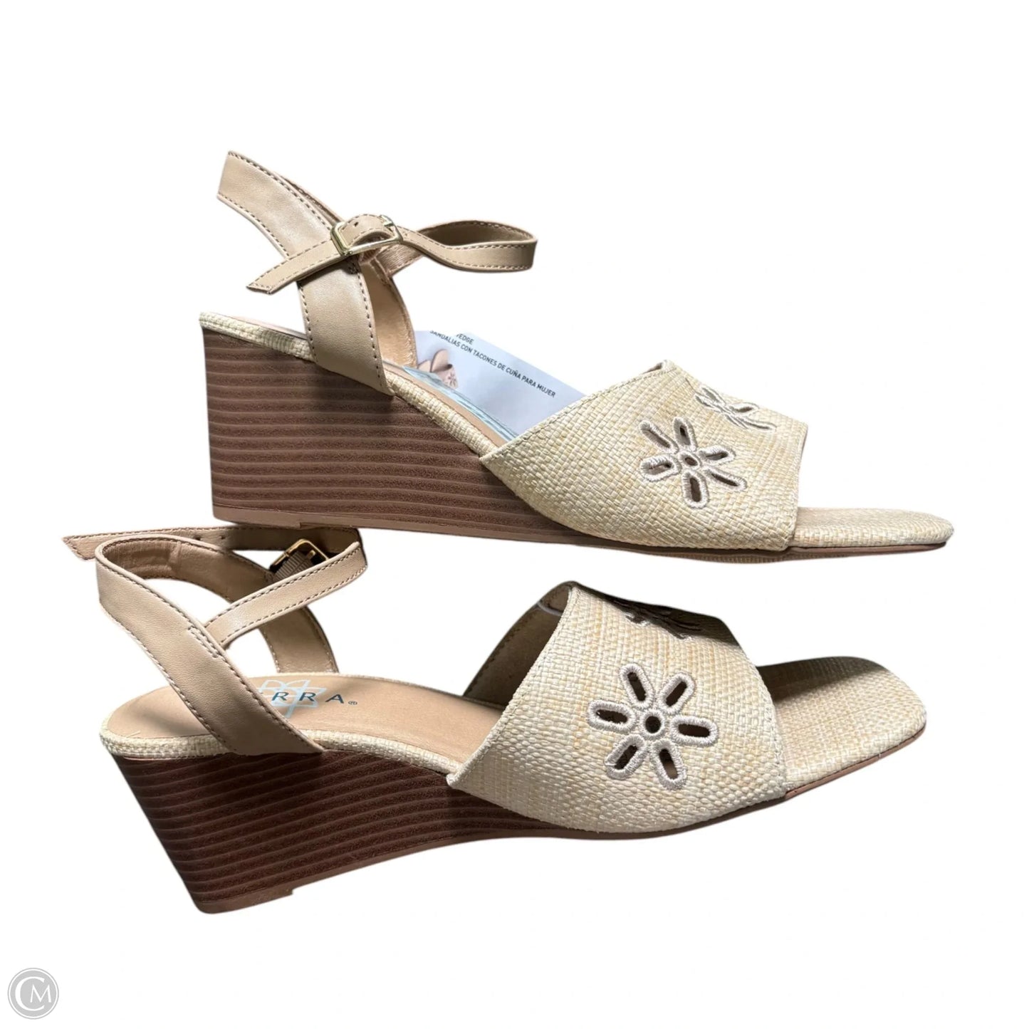 Sandals Heels Wedge By Serra In Tan, Size: 9