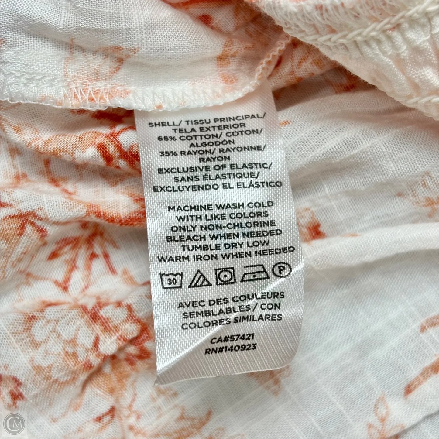 Top Short Sleeve By Loft In Orange & White, Size: Xl