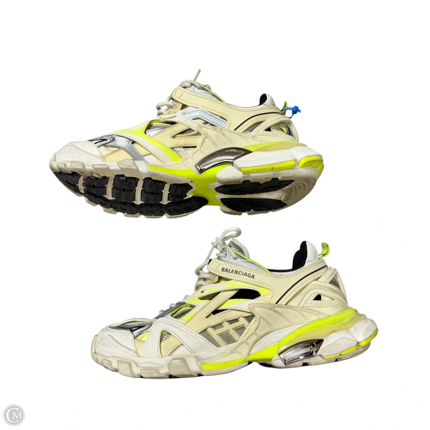 Shoes Luxury Designer By Balenciaga In White & Yellow, Size: 8