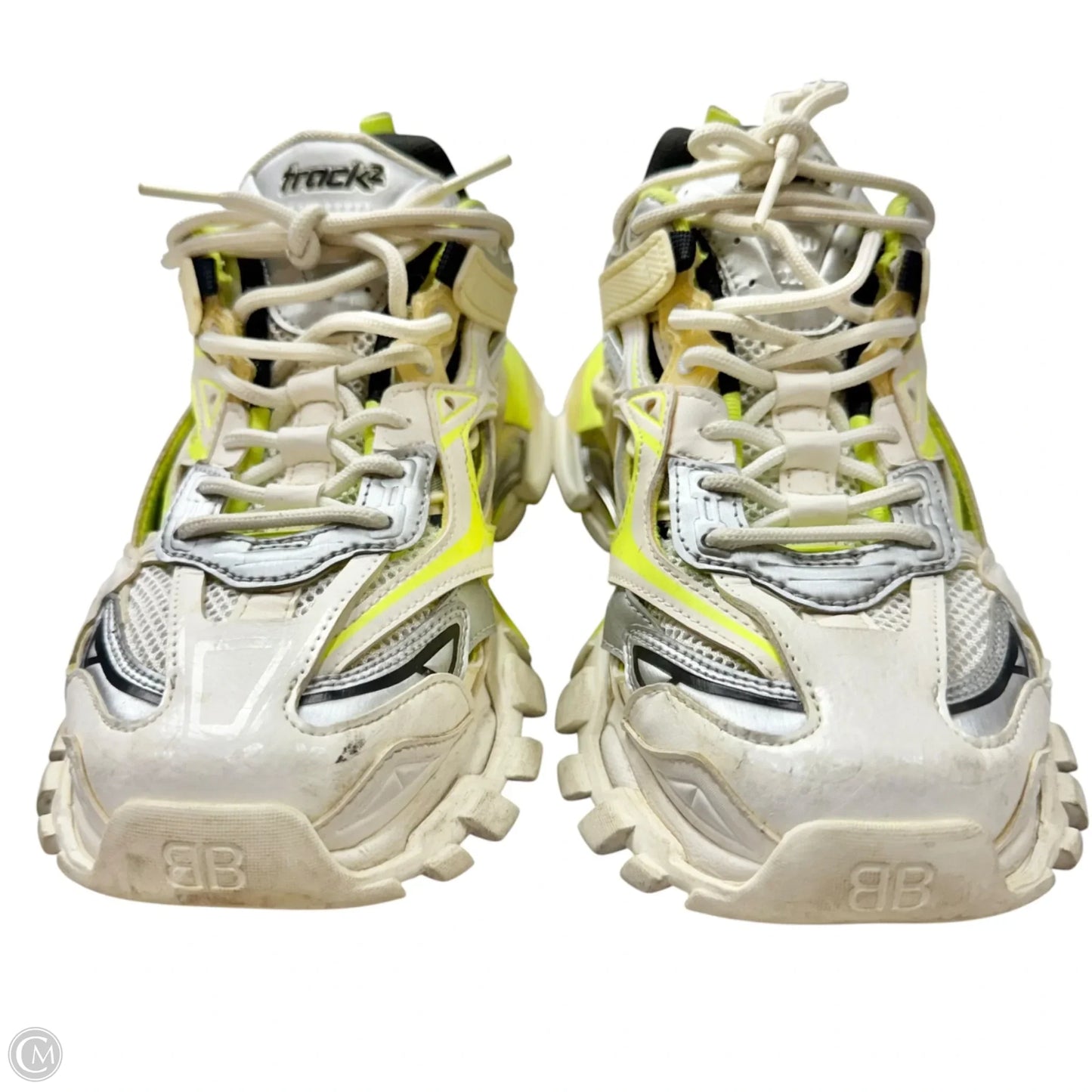Shoes Luxury Designer By Balenciaga In White & Yellow, Size: 8