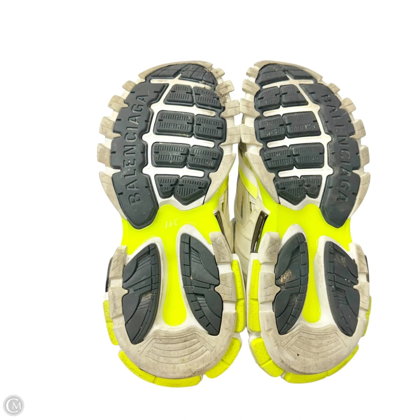 Shoes Luxury Designer By Balenciaga In White & Yellow, Size: 8