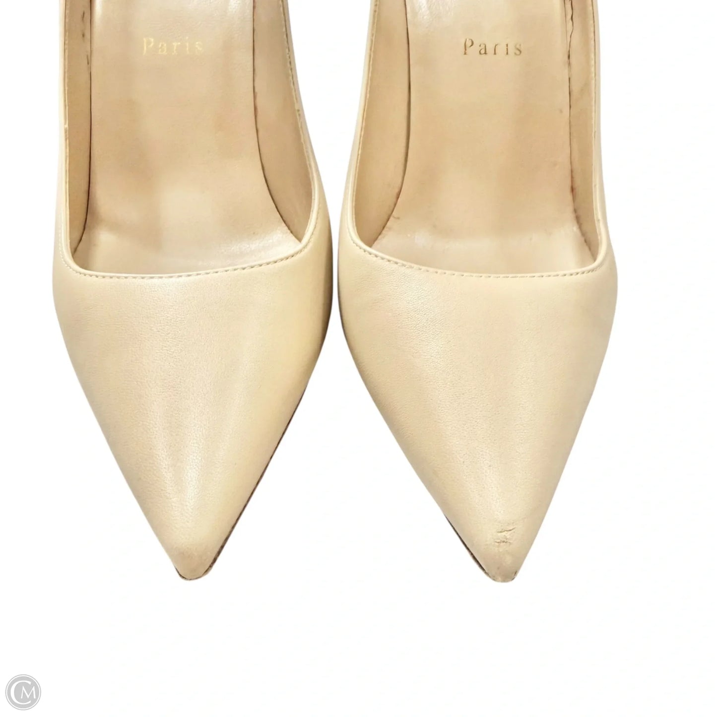 Shoes Luxury Designer By Christian Louboutin In Tan, Size: 9