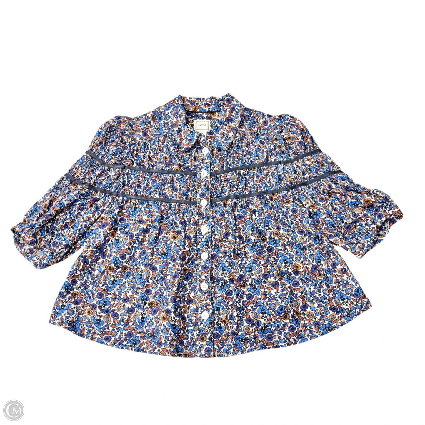 Top Short Sleeve By Maeve In Blue & Brown, Size: S