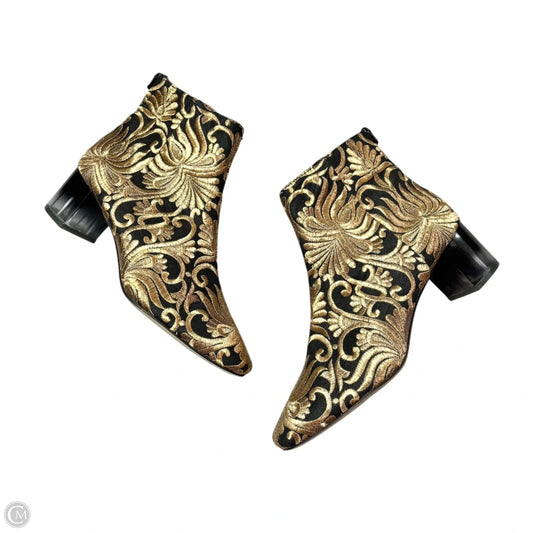 Boots Designer By Tory Burch In Black & Gold, Size: 7