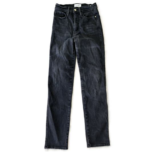 Jeans Skinny By Frame In Black Denim, Size: 2